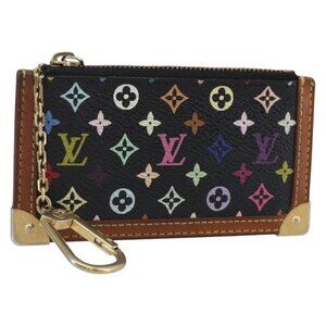 LOUIS VUITTON Multicolor Pochette Cles Coin Purse Black M13664 LV Auth 145350